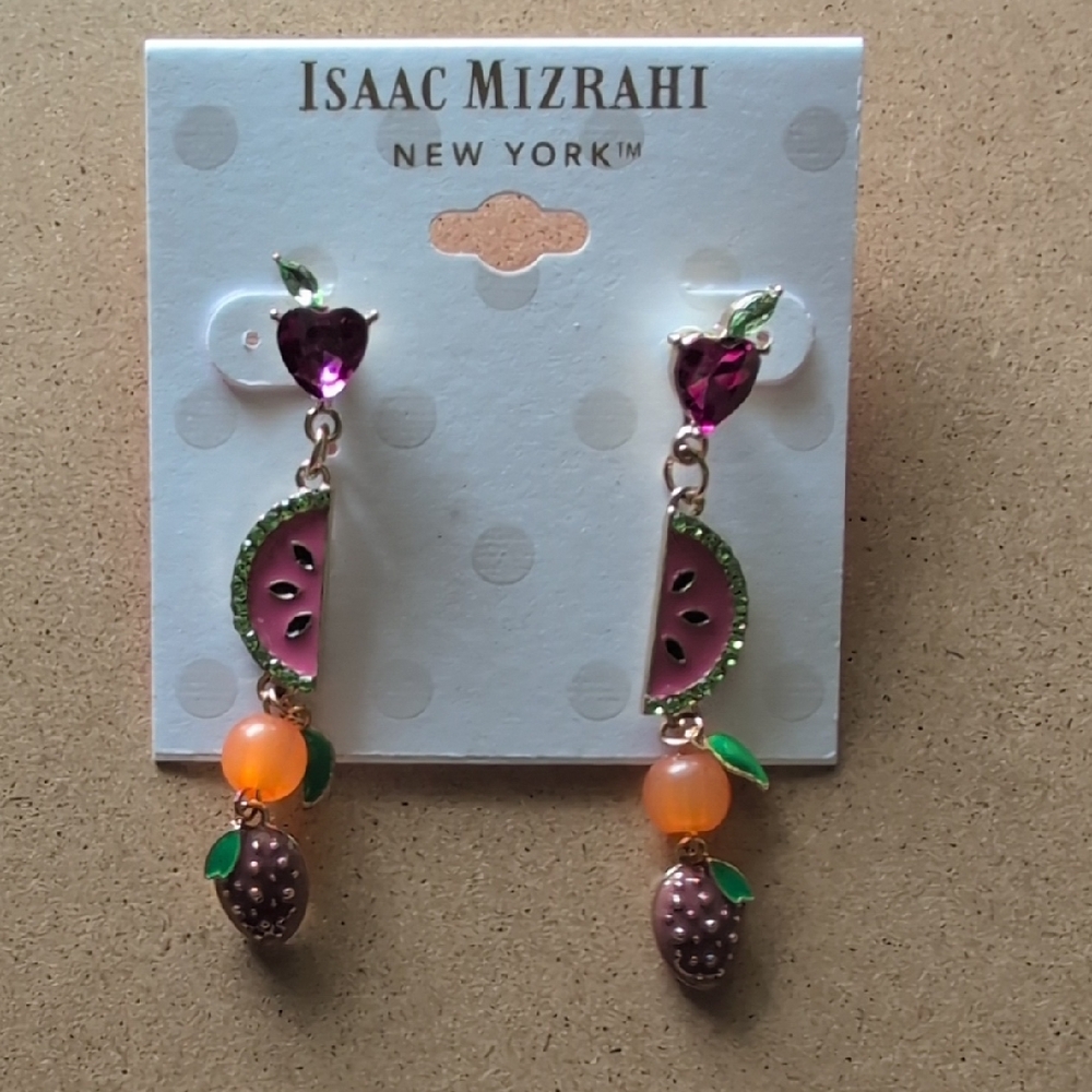 Isaac Mizrahi Pink and Orange Dangle Earrings